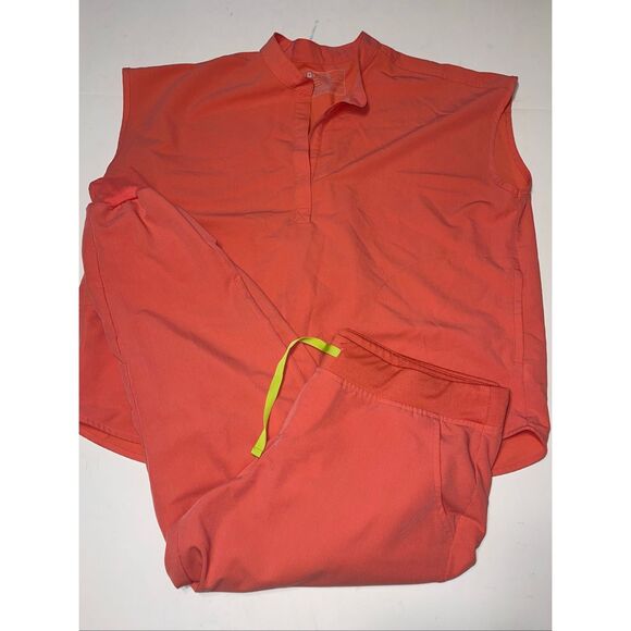 FIGS Rafaela Oversized Scrub Set Womens Top XL  Jogger XXL Peach Technical - Picture 1 of 7